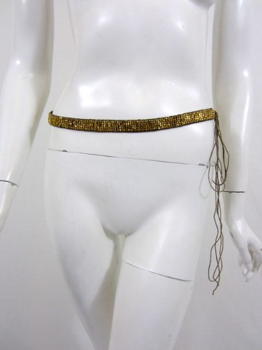 Matta womens maya gold beaded tied fringe skinny 