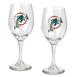 NFL Miami Dolphins 14-Ounce Wine Glass (Set of Two)