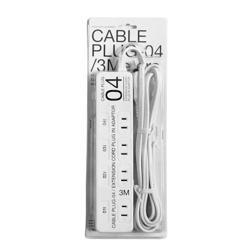 セール：CABLE PLUG-04 ケーブルプラグ ホワイト [4口 延長コード ON/OFFスイッチ仕様]