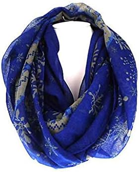 J&amp;C Family Owned Snow Flake Theme Infiniti Scarf Color: Blue 72" X 20"