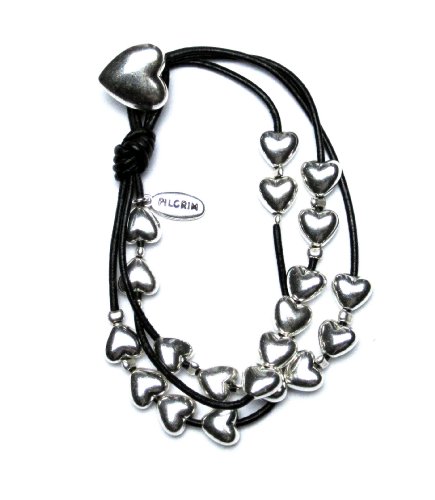 Pilgrim Damen-Armband  Leder  silber 610-002 Preisvergleich