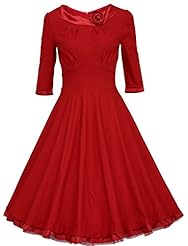 Knee Length Pleated Vintage Cotton/Rayon/Spandex Homecoming Dress/Prom Dress 