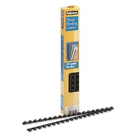 Black Plastic Binding Combs, Letter Size, 20 Sheet Capacity, 1 4, 25 Pk by Fellowes