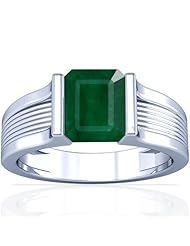14K White Gold Emerald Cut Emerald Solitaire Ring