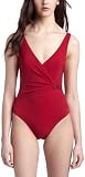 Profile by Gottex Women s Let s Twist Surplice One Piece Swimsuit,Wine,6