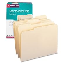 Smead 1/3-Cut Assorted Position File Folders, Reinforced Tab, 11 Point, Letter Size, Manila, 100 Per Box (10334)