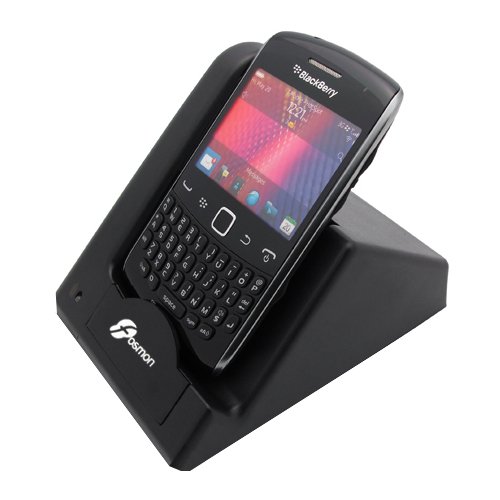 Fosmon® Premium Quality USB Cradle Desktop Charger Pod for Blackberry Curve 9360 with Extra Battery Charging Slot