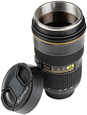 Kicheif Stretch Retracted Camera Lens Mug Coffe Cup Travel Thermos Stainless Steel Drinking Lid 10.8oz