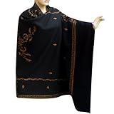 IMAGE OF Kashmiri Embridered Or Cashmere Wool Black Shawl From Kashmir A Special Gift For Her (Free Shipping) Shwl0141r
