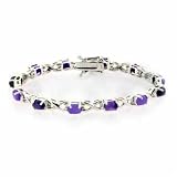 Genuine Amethyst and Lavender Jade Sterling Silver X O Bracelet