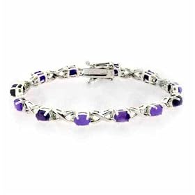 Genuine Amethyst and Lavender Jade Sterling Silver X O Bracelet by SilverSpeck.com
