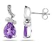 Pear Shaped Amethyst and Diamond Earrings in White Gold