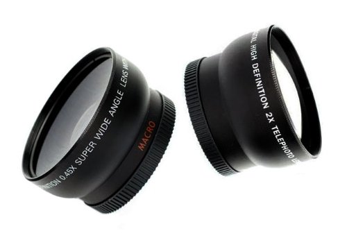 52MM 2.0x Telephoto and 0.45X Wide Angle High Definition Lenses for NIKON DSLR (D5100 D3100 D40 D60 D80 D3000 D5000 D7000) + 1 Premium Goja Microfiber Cleaning Cloth