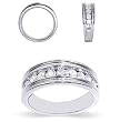 Attractive 1 CTW Diamond Band 14 KT Mens Bold 14K White Gold Ring