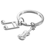 Shiny Silver Music Note & Violin Keyring