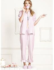 Victorias Secret Dreamer Flannel Pajama Iconic Pink Metallic Stripe-Medium