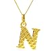 Sterling Silver & 18K Gold Overlay Big 'N' Pendant w/ Box Chain 18