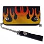 Biker Style Black Wide Flaming Chain Linked Wallet