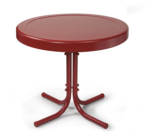 Crosley Retro Metal Side Table, Coral Red