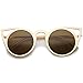 Womens Fashion Round Metal Cut-Out Flash Mirror Lens Cat Eye Sunglasses (Gold/Brown)