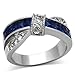 Stainless Steel Blue Princess Cut Sapphire-Simulated Wedding Women size 5-10 SPJ