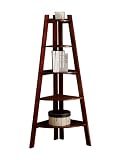 Furniture of America Andrea 5-Tier Corner Bookshelf, Cherry