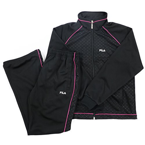 FILA(フィラ) レディース ジャージ トップス ロングパンツ 上下 2点セット セットアップ ブラック M