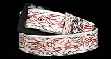 Silver Star WHITE PIN STRIPE Mens Leather All-Over-Print Belt