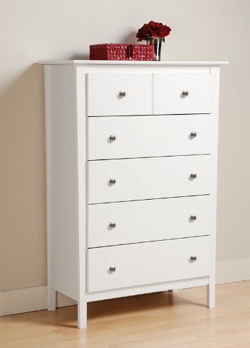 Bedroom Chest with Storage Drawers in White Finish
