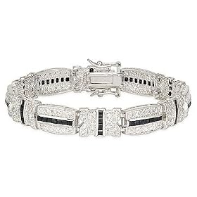 8 1 2 Carat Princess-Cut Sapphire and White Topaz Sterling Silver Bracelet by Diamond.com