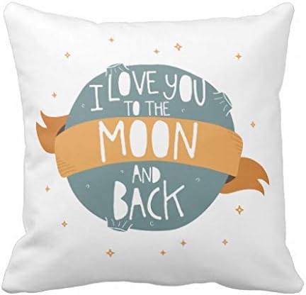 Cukudy "I love you to the moon and back" Square Throw Pillow Case 18 Inches