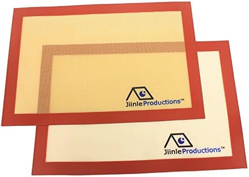 Silicone Baking Mat - Set of 2 (Large size 11.6x16.5 inches) Nonstick Heat Resistant Oven and Toaster Oven Liners for Cookie Sheets - Easy to Clean and Reusable - FDA Approved - Professional Grade Bakeware Mats by Jiinle Productions