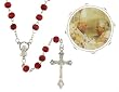Popes John Paul II / Benedictus XVI - Rose Scented Wood Rosary In Plastic Case - 4mm Bead - 27in. Necklace - 19in. Overall Length