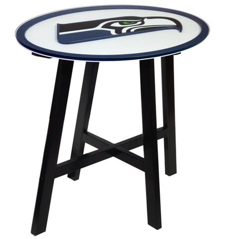 Seattle Seahawks Wooden Pub Table With Glass Top