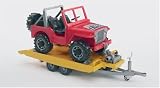 Eigenschaften Bruder 02030 / Bruder 02030 - Fahrzeugtransportanhänger mit Seilwinde und Geländewagen, 39cm