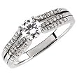 14Kt White Gold Triple Split Diamond Engagement Ring (Center stone is not included)