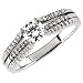 14Kt White Gold Triple Split Diamond Engagement Ring (Center stone is not included)