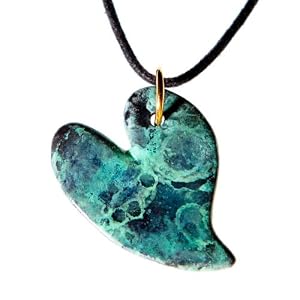 Lovebird Pompeii Patina Pendant Necklace on Adjustable Natural Fiber Cord