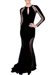 Sexy Polka Dot Print Halter Long Sleeves Keyhole Nylon/Spandex Club Dress/Evening Dress/Bridesmaid Dress/Party Dress 