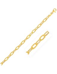 14K Yellow Gold Anklet with Flat Hammered Oval Links