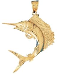 Dazzlers Solid 14k Gold Marlin Sailfish Charm Pendant Available in three colors from jewelsberry (weights: 12.8 grams only)