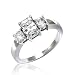 Bling Jewelry Sterling Silver 1.5 ct Emerald Cut CZ Three Stone Engagement Ring MORE SIZES