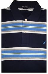 Men's Nautica Polo Shirt Size Large Striped Short Sleeved
