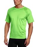 Kanu Surf Mens Solid Rashguard Swim Tee, Neon Green, Medium