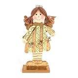 Gold & Cream Wooden Angel Holding 3 Stars Medium
