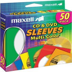 Maxell CD-401 Multi-color CD/DVD Sleeves - 50 pack