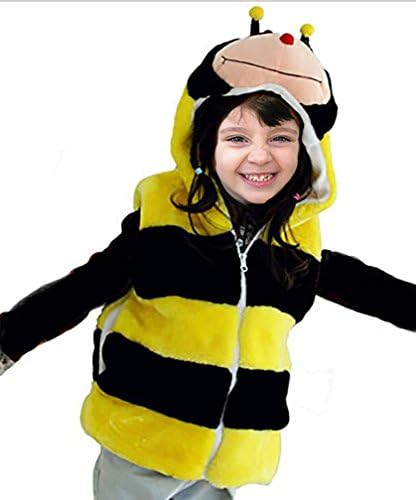 Fashion Vest with Animal Hoodie for Kids - Dress Up Costume - Pretend Play (Small, Bee)