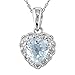 14K White Gold .07ctw Diamond and Aquamarine Heart title=