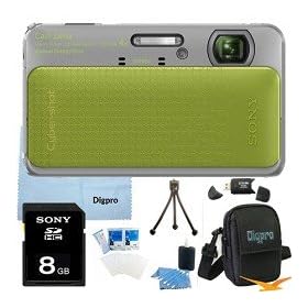 Sony Cyber-shot DSC-TX20 16.2 MP Exmor R CMOS Digital Camera with 4x Optical Zoom and 3.0-inch LCD (Orange) BUNDLE with Sony 8GB Card, Card Reader, Case, Mini Tripod, LCD Screen Protectors, Lens Cleaning Kit, Microfiber Cleaning Cloth
