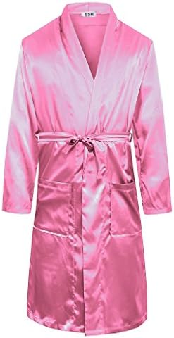 ESH Men's Sleepwear Lightweight Short Spa Real Silk Robe Bathrobe 11 Colors SY44US K (XXXL/XXXXL)